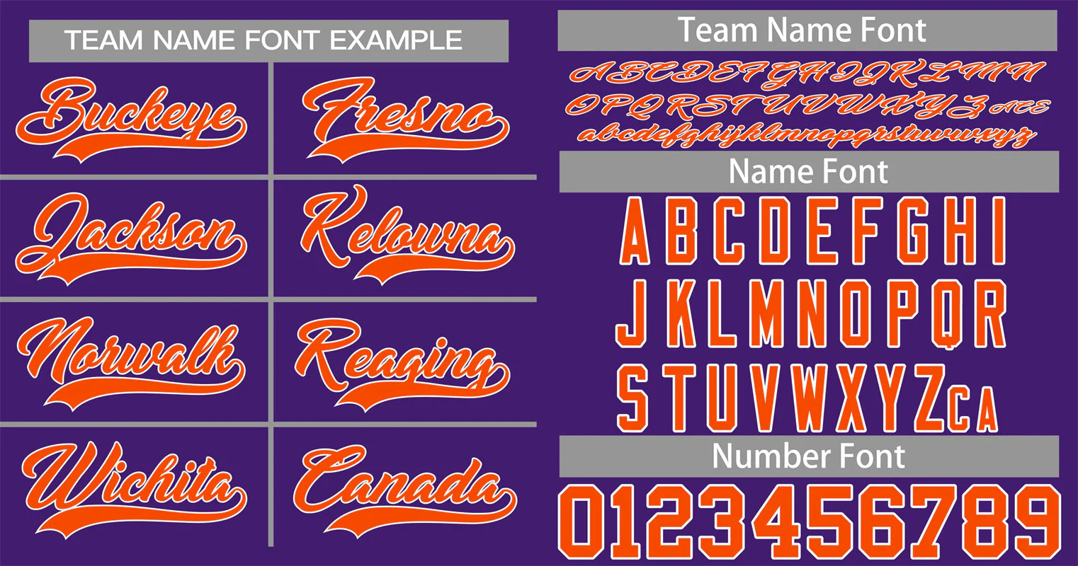 Custom Purple Orange-White Classic Style Authentic Baseball Jersey - Image 3