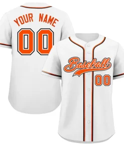 Custom White Orange-Black Classic Style Authentic Baseball Jersey