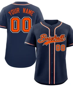 Custom Navy Orange-White Classic Style Authentic Baseball Jersey