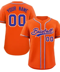 Custom Orange Royal-White Classic Style Authentic Baseball Jersey