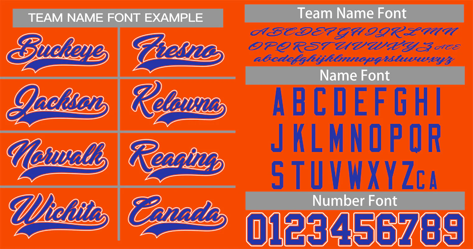 Custom Orange Royal-White Classic Style Authentic Baseball Jersey - Image 3