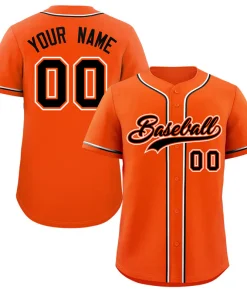 Custom Orange Black-White Classic Style Authentic Baseball Jersey