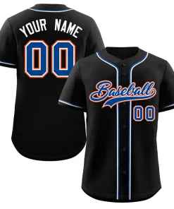 Custom Black Royal-Orange Classic Style Authentic Baseball Jersey