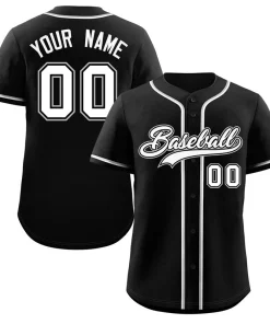Custom Black White-Gray Classic Style Authentic Baseball Jersey
