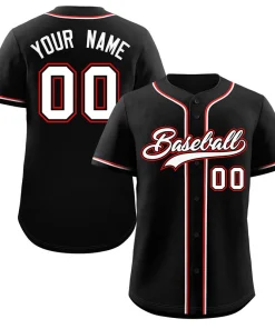 Custom Black White-Red Classic Style Authentic Baseball Jersey