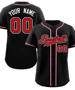 Custom Black Red-White Classic Style Authentic Baseball Jersey