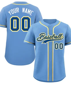 Custom Powder Blue Royal-White Classic Style Authentic Baseball Jersey