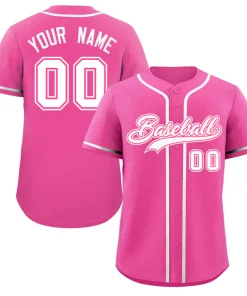 Custom Pink White-Pink Classic Style Authentic Baseball Jersey