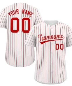 Custom White Red Stripe Fashion Authentic Baseball Jersey