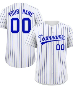 Custom White Royal Stripe Fashion Authentic Baseball Jersey