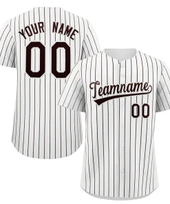 Custom White Brown Stripe Fashion Authentic Baseball Jersey