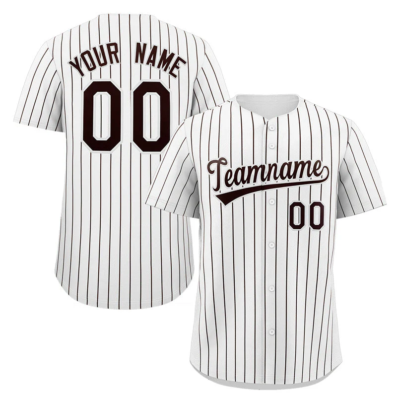 Custom White Brown Stripe Fashion Authentic Baseball Jersey