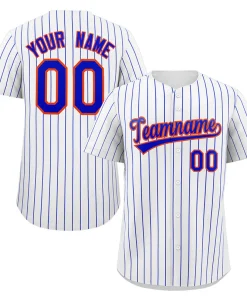 Custom White Royal-Orange Stripe Fashion Authentic Baseball Jersey
