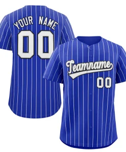 Custom Royal White-Black Stripe Fashion Authentic Baseball Jersey