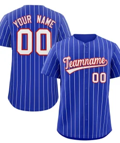 Custom Royal White-Red Stripe Fashion Authentic Baseball Jersey