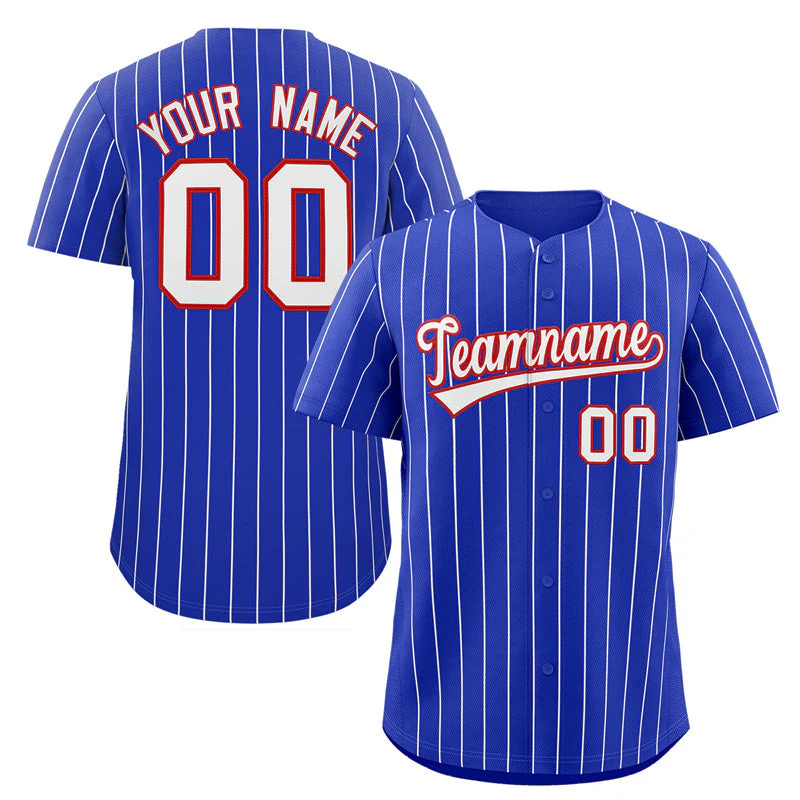Custom Royal White-Red Stripe Fashion Authentic Baseball Jersey