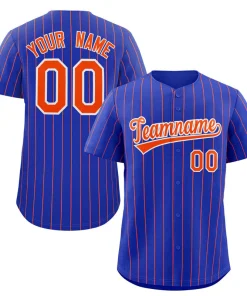 Custom Royal Orange-White Stripe Fashion Authentic Baseball Jersey