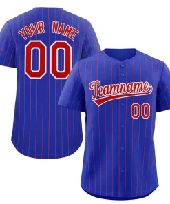 Custom Royal Red-White Stripe Fashion Authentic Baseball Jersey