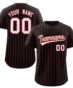 Custom Black White-Red Stripe Fashion Authentic Baseball Jersey