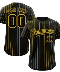 Custom Black Yellow Stripe Fashion Authentic Baseball Jersey