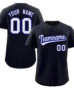 Custom Black White-Royal Stripe Fashion Authentic Baseball Jersey