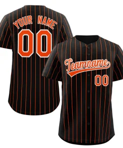 Custom Black Orange-White Stripe Fashion Authentic Baseball Jersey