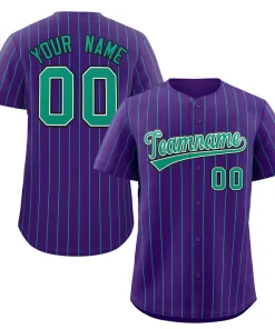 Custom Purple Teal-Black Stripe Fashion Authentic Baseball Jersey