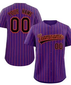 Custom Purple Black-Orange Stripe Fashion Authentic Baseball Jersey