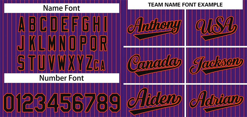 Custom Purple Black-Orange Stripe Fashion Authentic Baseball Jersey - Image 3