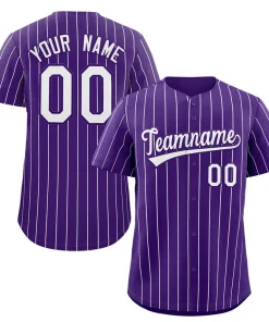 Custom Purple White Stripe Fashion Authentic Baseball Jersey