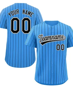 Custom Powder Blue Navy-Gray Stripe Fashion Authentic Baseball Jersey