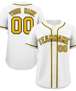 Custom White Gold-Black Classic Style Authentic Baseball Jersey