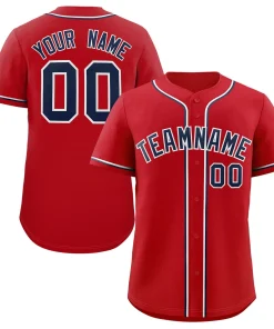 Custom Red Navy-White Classic Style Authentic Baseball Jersey