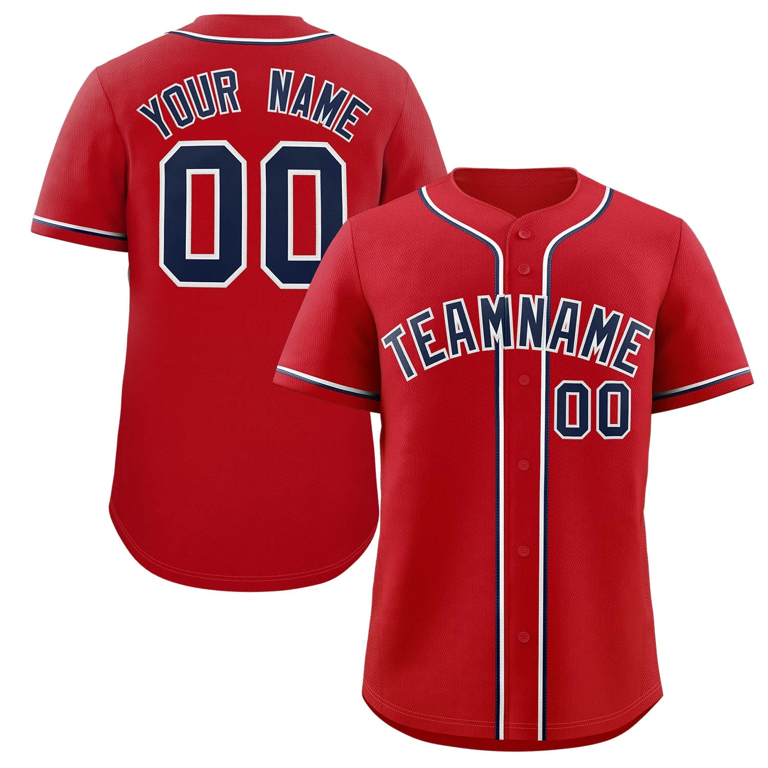 Custom Red Navy-White Classic Style Authentic Baseball Jersey