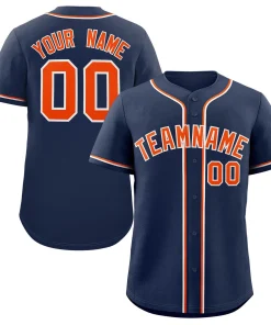 Custom Navy Orange-White Classic Style Authentic Baseball Jersey