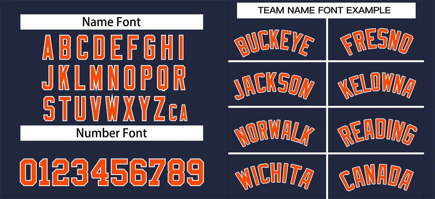 Custom Navy Orange-White Classic Style Authentic Baseball Jersey - Image 3