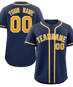 Custom Navy Yellow-White Classic Style Authentic Baseball Jersey