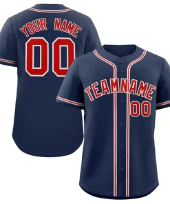 Custom Navy Red-White Classic Style Authentic Baseball Jersey