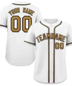 Custom White Old Gold-Black Classic Style Authentic Baseball Jersey