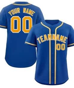Custom Royal Yellow-White Classic Style Authentic Baseball Jersey