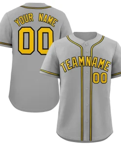 Custom Gray Yellow-Black Classic Style Authentic Baseball Jersey