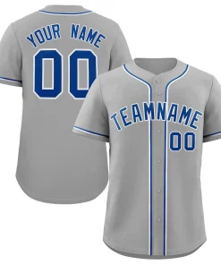 Custom Gray Royal-White Classic Style Authentic Baseball Jersey