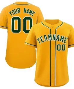 Custom Yellow Green-White Classic Style Authentic Baseball Jersey