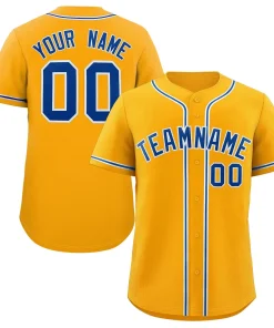 Custom Yellow Royal-White Classic Style Authentic Baseball Jersey