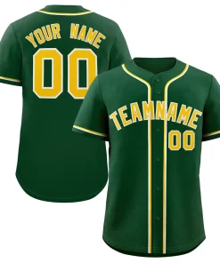 Custom Green Gold-White Classic Style Authentic Baseball Jersey