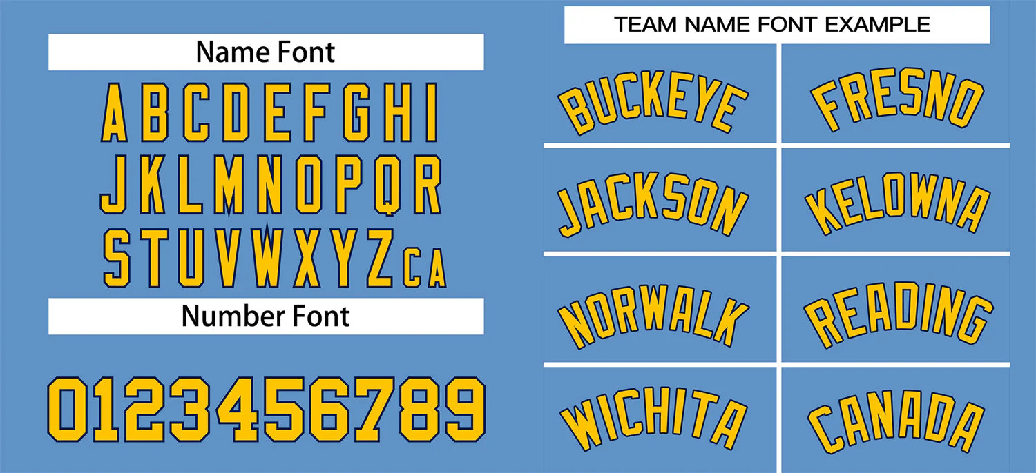Custom Light Blue Yellow-Navy Classic Style Authentic Baseball Jersey - Image 3