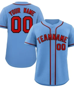 Custom Light Blue Red-Navy Classic Style Authentic Baseball Jersey