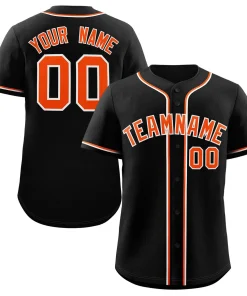 Custom Black Orange-White Classic Style Authentic Baseball Jersey