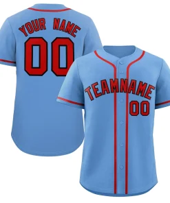 Custom Light Blue Red-Navy Classic Style Authentic Baseball Jersey