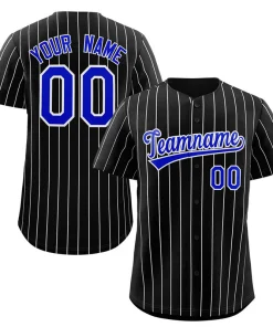 Custom Black Royal-White Stripe Fashion Authentic Baseball Jersey